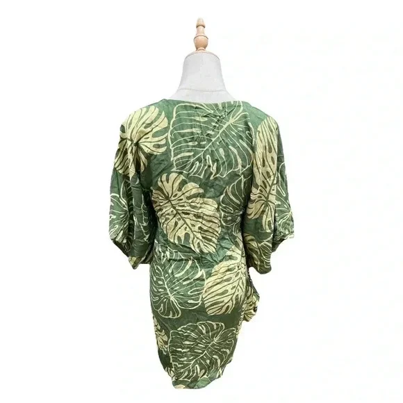 NWT Napua Collection Cover Ups: Monstera Leaf - Olive/Tan Size OS - Picture 5 of 9
